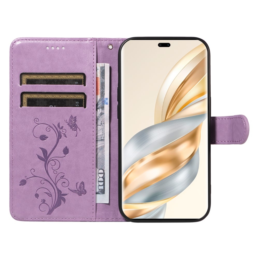 Flowers knížkové pouzdro na Honor Magic 7 Lite 5G - světlefialové