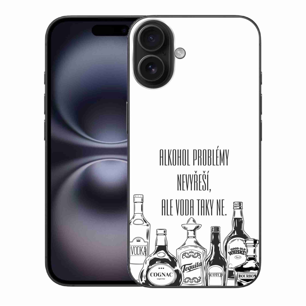 Gelový kryt mmCase na iPhone 16 Plus - vtipný text bílé pozadí