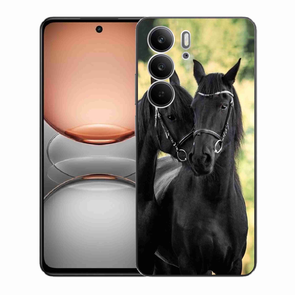 Gelový kryt mmCase na Realme C75 - dva černí koně