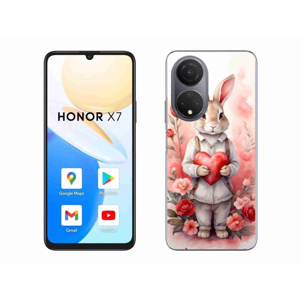 Gelový kryt mmCase na Honor X7 - zajíc se srdíčkem