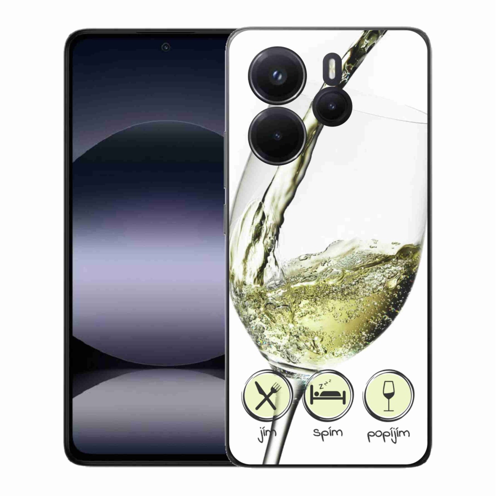 Gelový kryt mmCase na Xiaomi Redmi Note 14 - sklenička vína bílé