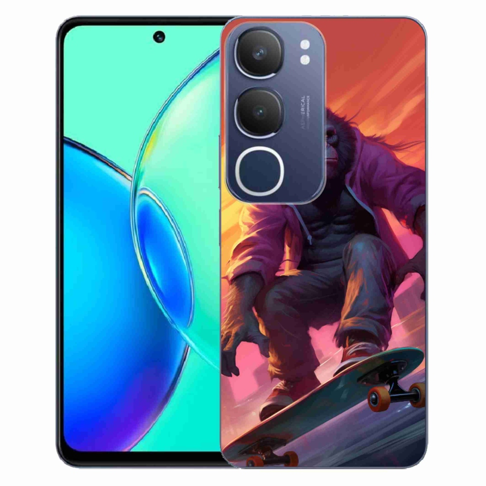 Gelový kryt mmCase na Vivo Y19s - gorila na skateboardu