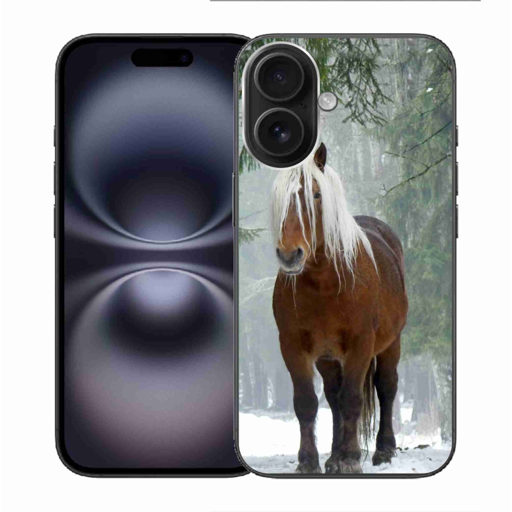 Gelový obal mmCase na iPhone 16 - kůň v lese