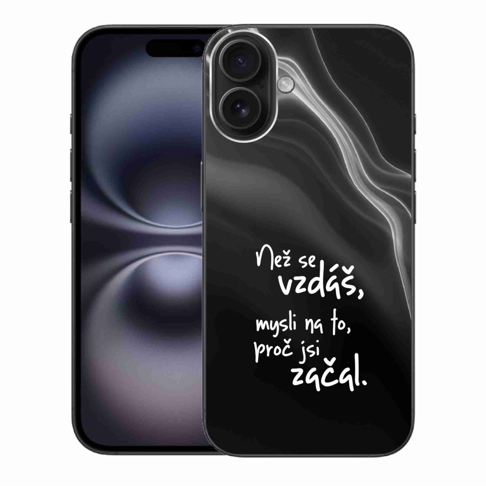 Gelový kryt mmCase na iPhone 16 Plus - citát 2 černé pozadí
