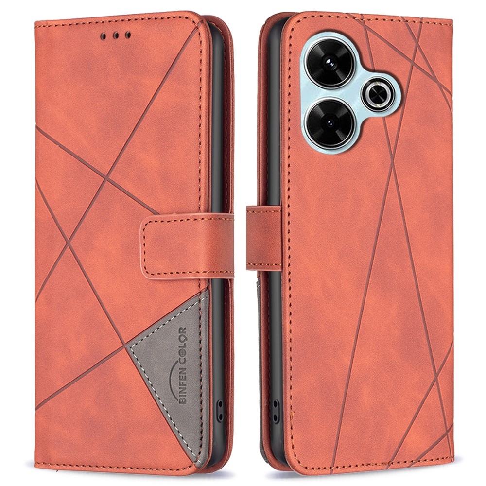 BINFEN knížkové pouzdro na Xiaomi Redmi 13 4G/Poco M6 4G - hnědé