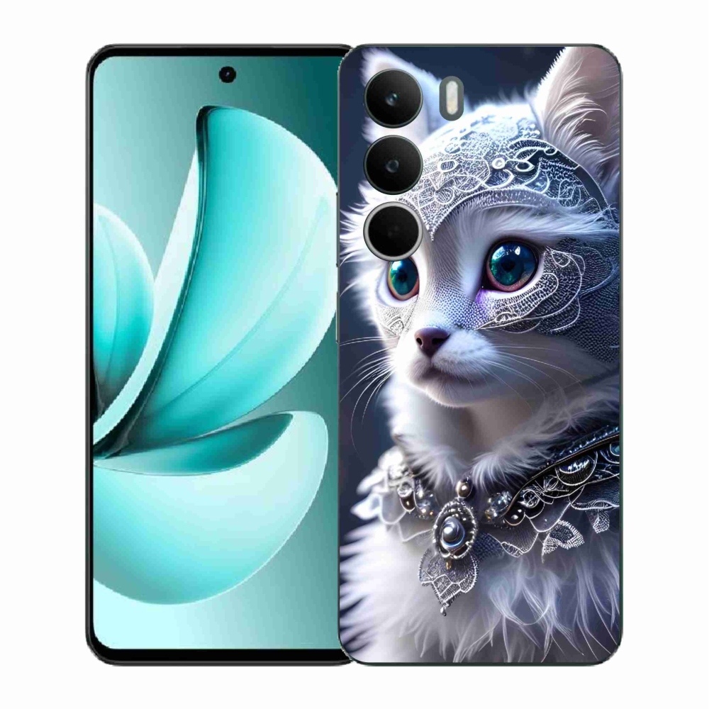 Gelový kryt mmCase na Realme C71 - bílá kočka