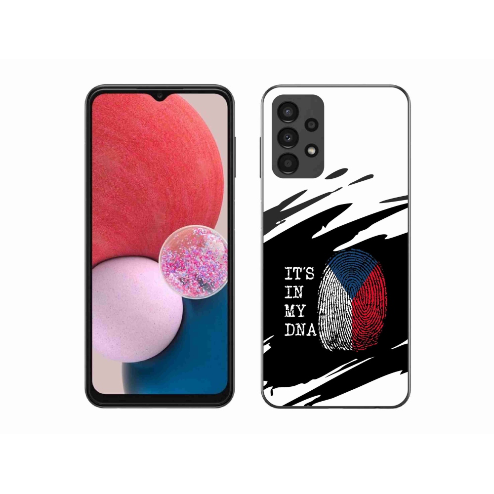 Gelový kryt mmCase na Samsung Galaxy A13 4G - vlajka otisk prstu černobílé pozadí