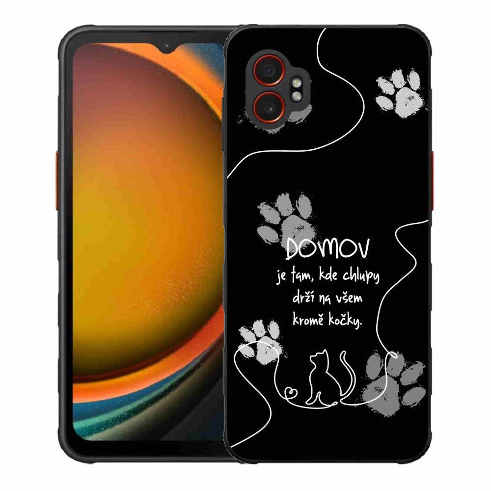 Gelový kryt mmCase na Samsung Galaxy Xcover 7 Pro - kočičí motiv černé pozadí