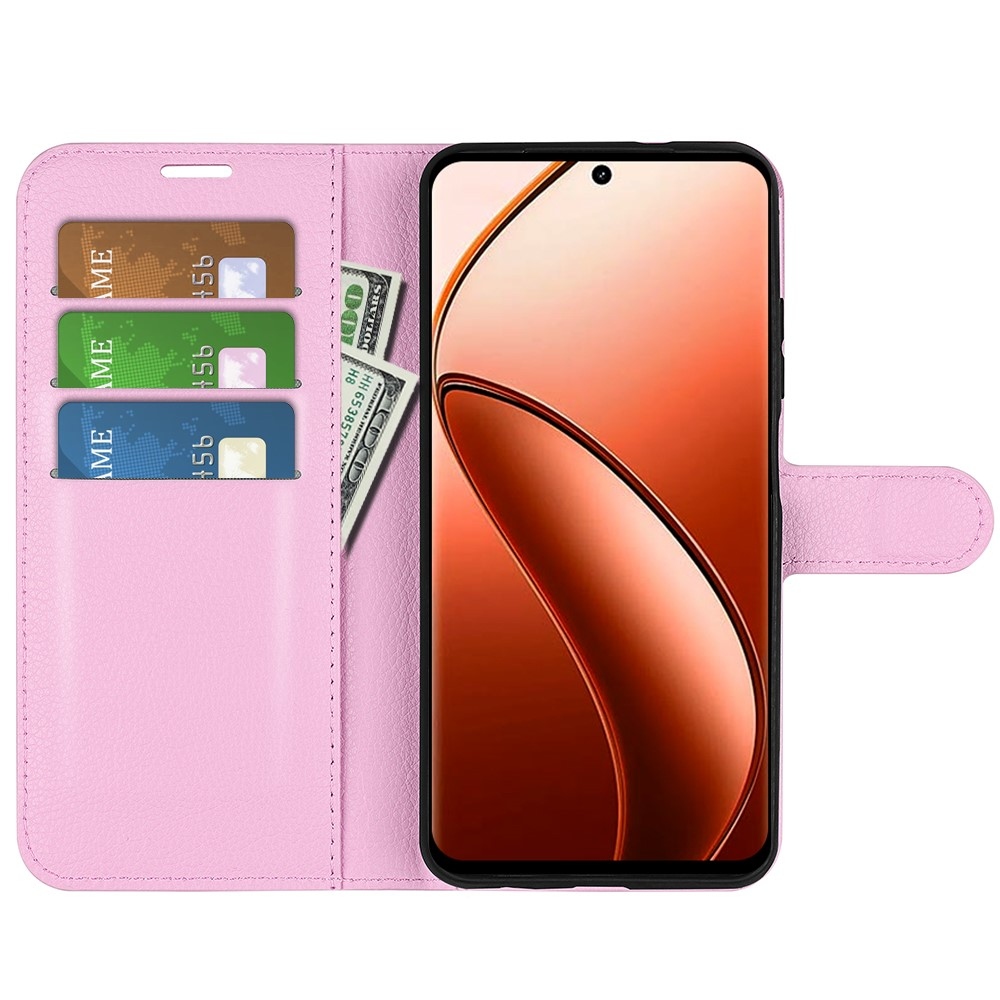 Litchi knížkové pouzdro na Realme 12 Pro 5G/12 Pro+ 5G - růžové