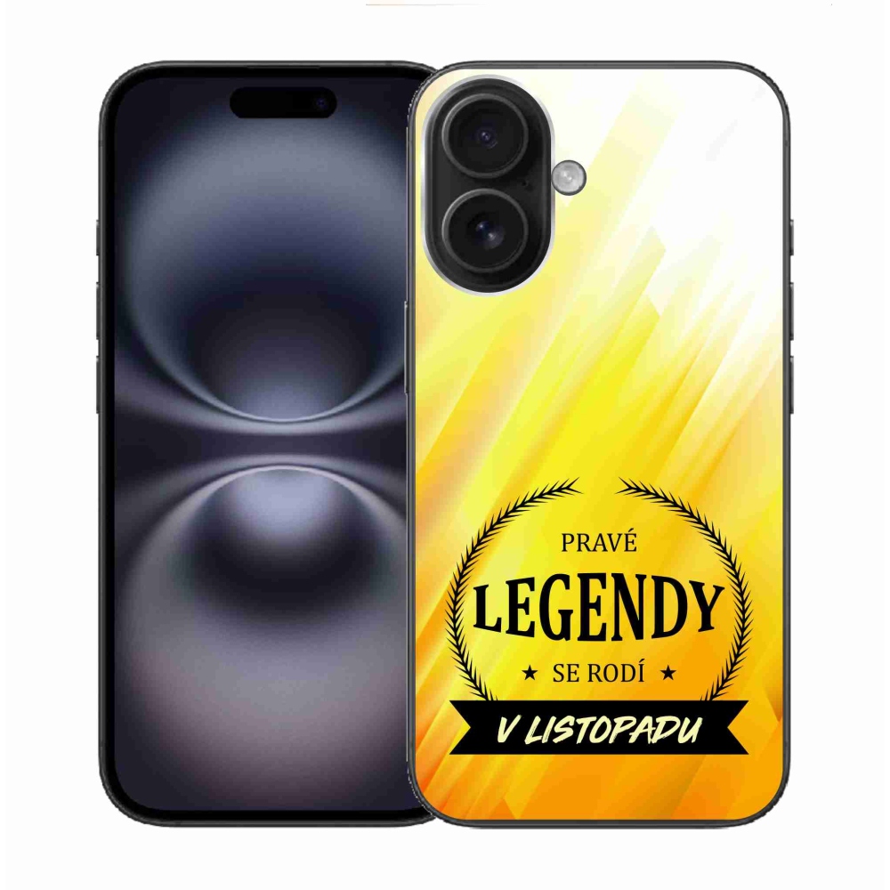 Gelový kryt mmCase na iPhone 16 - legendy v listopadu žluté pozadí