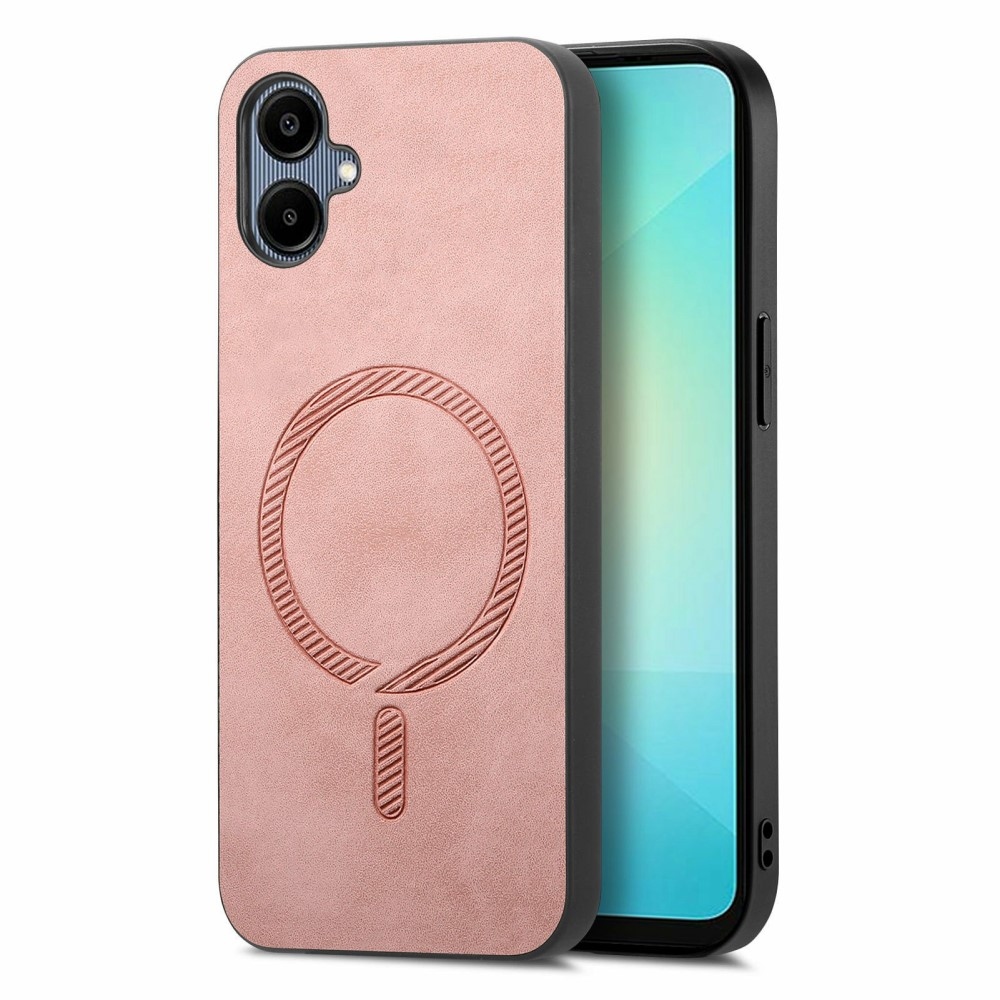 Skiny gelový obal s umělou kůží a podporou MagSafe na Samsung Galaxy A06 4G - růžový