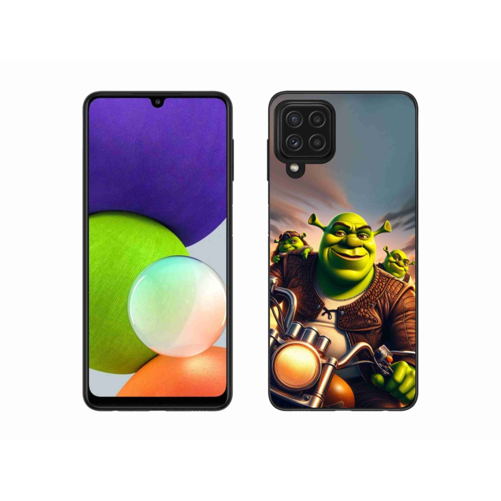 Gelový kryt mmCase na Samsung Galaxy A22 4G - shrek na motorce