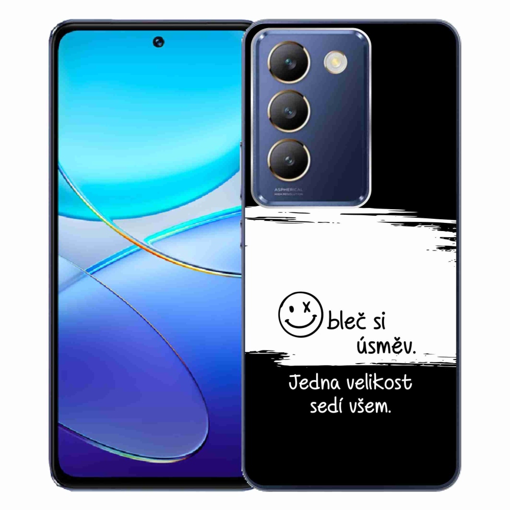 Gelový kryt mmCase na Vivo V40 SE 4G/5G - vtipný text 8 bíločerné pozadí