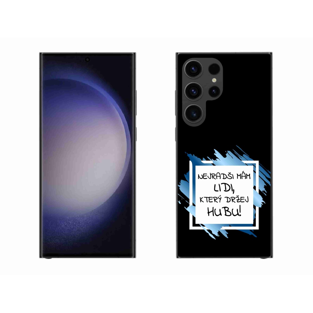 Gelový kryt mmCase na Samsung Galaxy S23 Ultra 5G - vtipný text 7 bíločerné pozadí