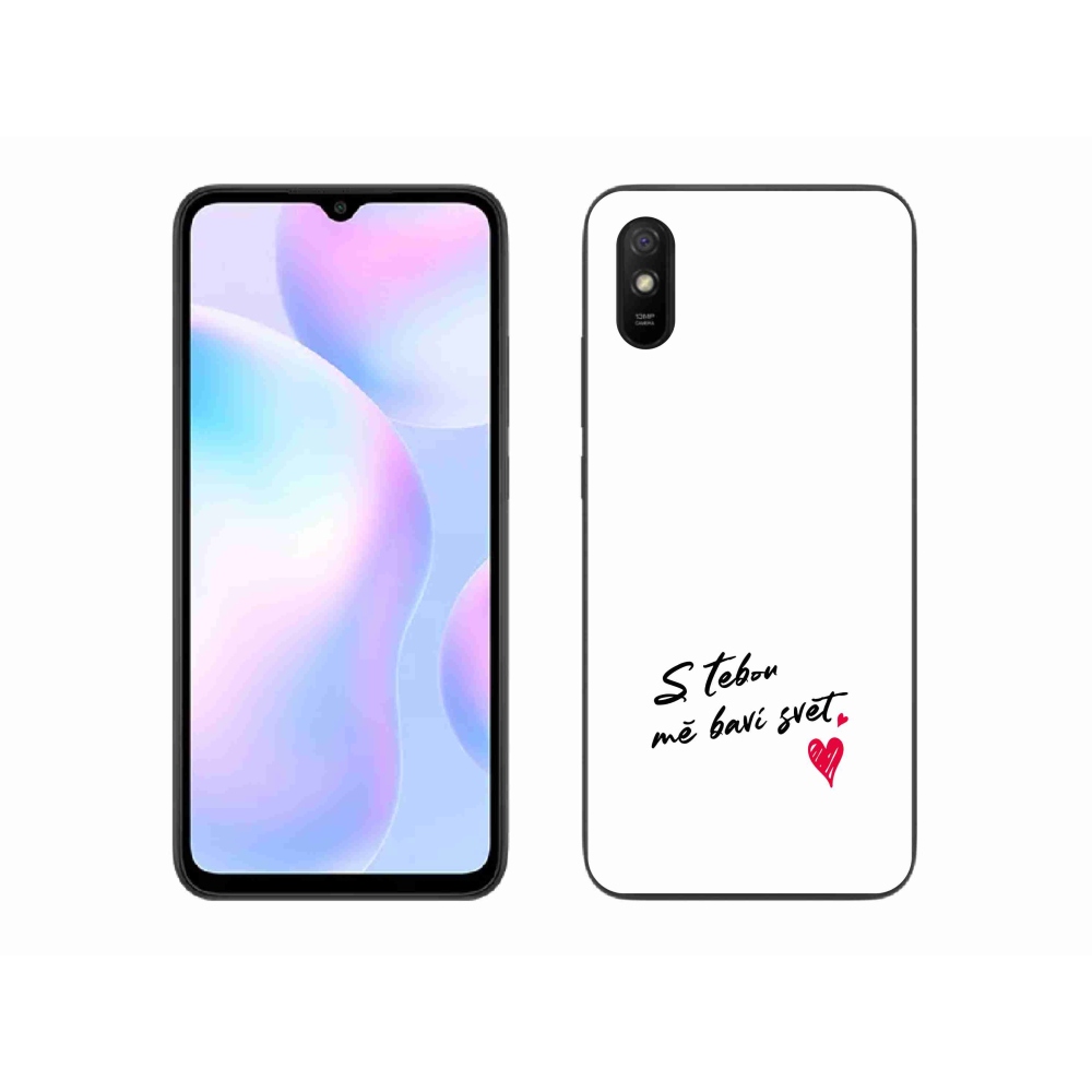 Gelový kryt mmCase na Xiaomi Redmi 9A - zamilovaný text 1 bílé pozadí