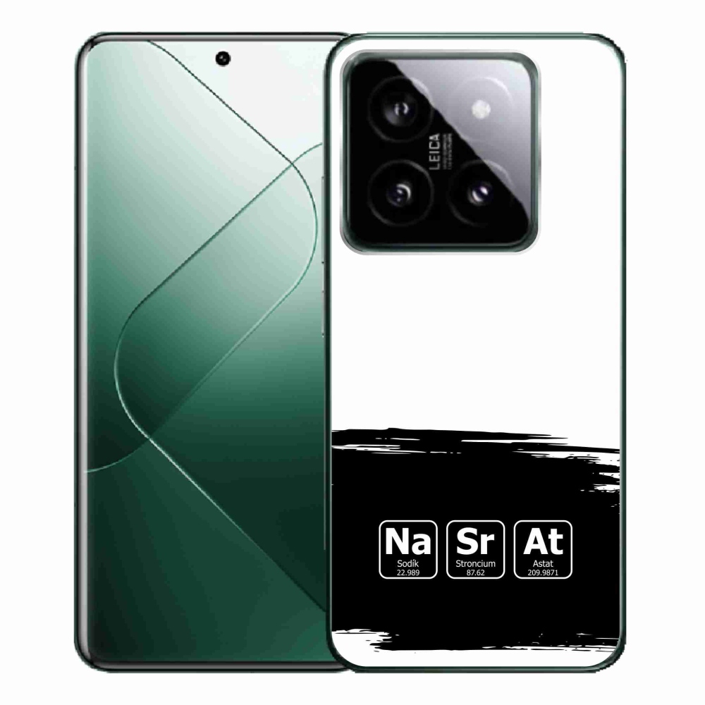 Gelový kryt mmCase na Xiaomi 14 Pro - chemické prvky černobílé pozadí