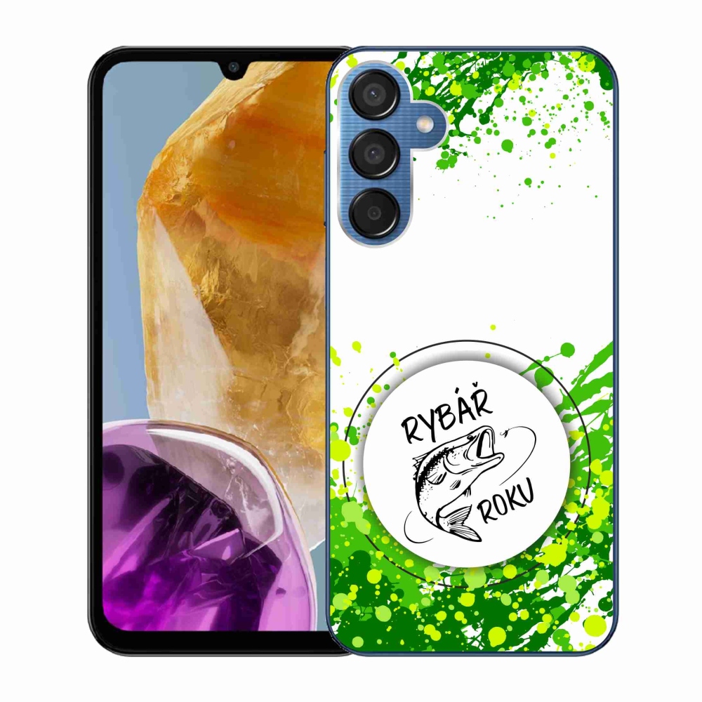 Gelový kryt mmCase na Samsung Galaxy M15 5G - rybář roku bílé pozadí