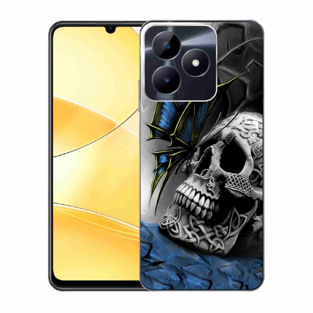 Gelový kryt mmCase na Realme C51/C53 - motýl a lebka