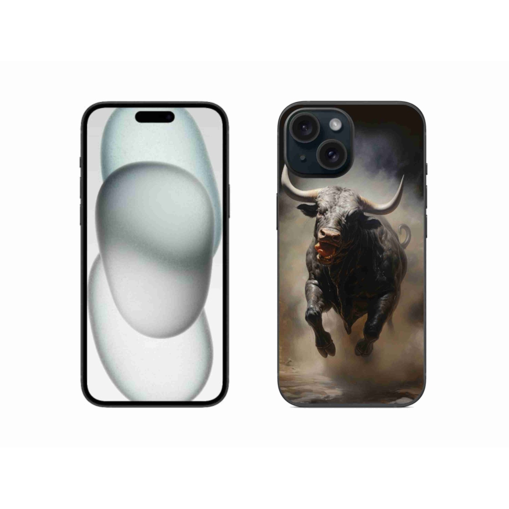 Gelový kryt mmCase na iPhone 15 - rozzuřený býk