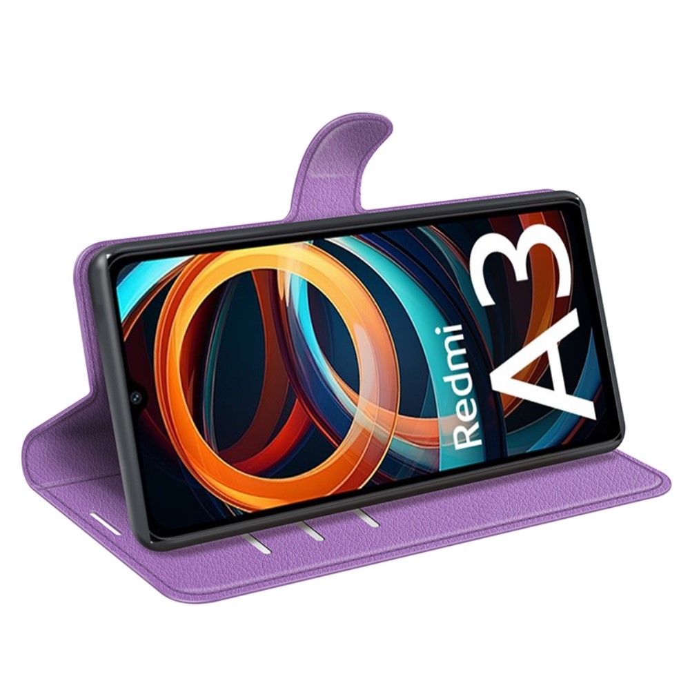 Litchi knížkové pouzdro na Xiaomi Redmi A3 - fialové