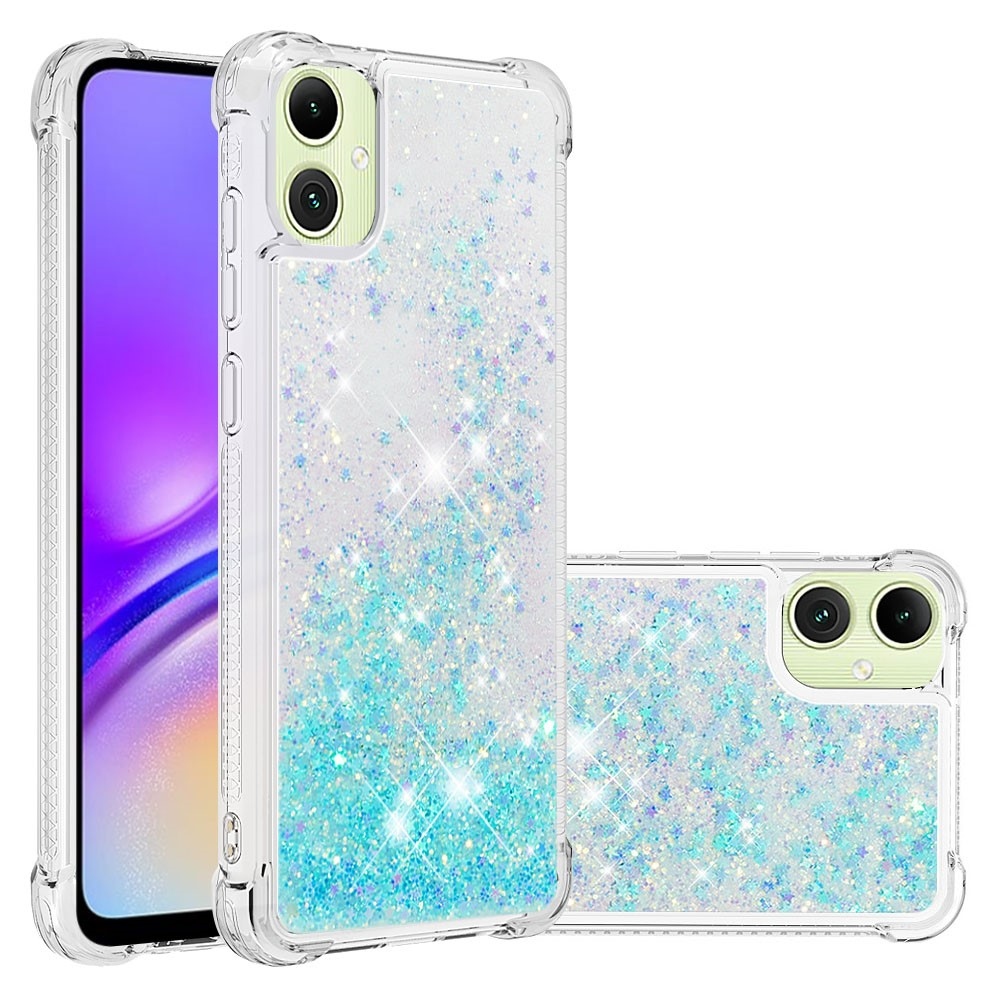 Glitter přesýpací gelový obal na Samsung Galaxy A06 4G - modrý/hvězdičky