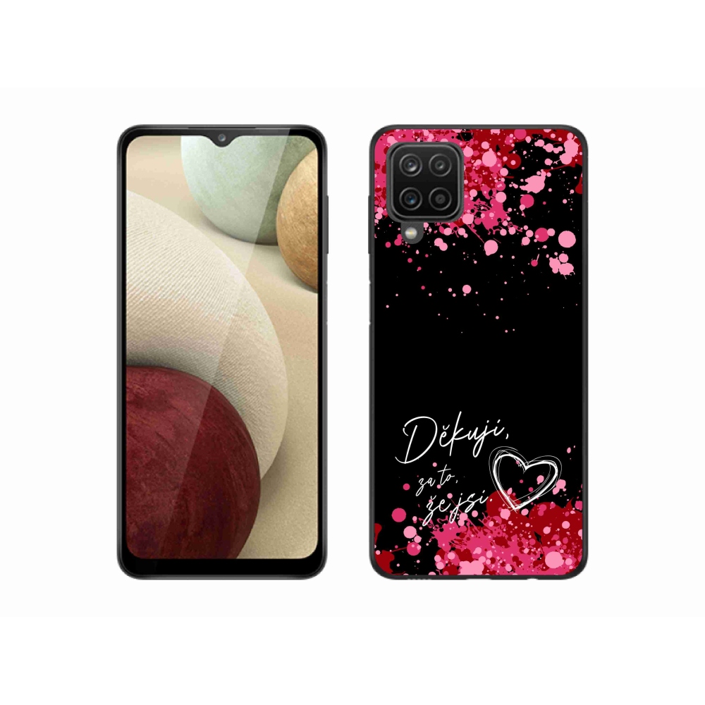 Gelový kryt mmCase na Samsung Galaxy A12 - zamilovaný text 2 černé pozadí