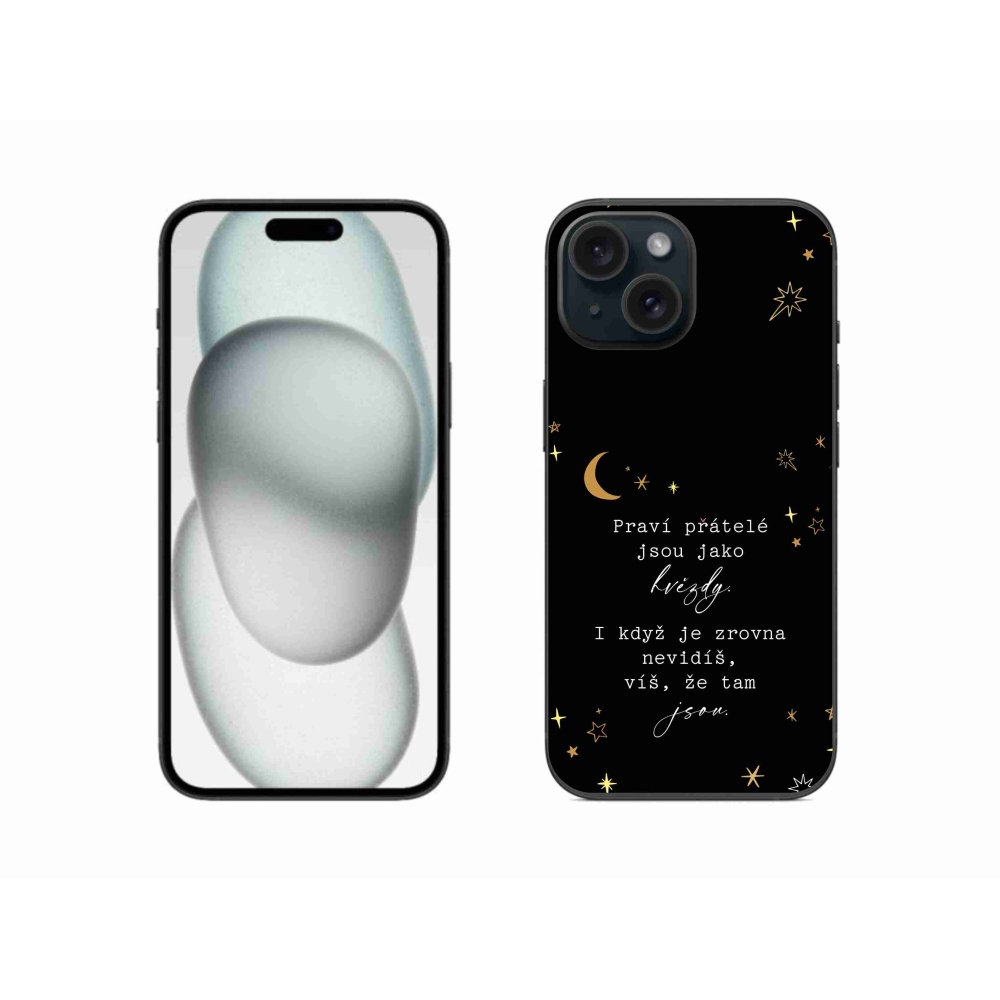 Gelový kryt mmCase na iPhone 15 - citát 6 černé pozadí