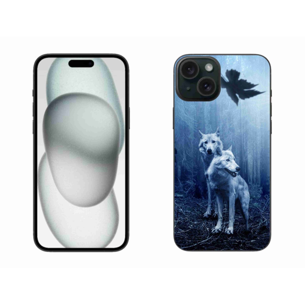 Gelový kryt mmCase na iPhone 15 Plus - vlci v lese
