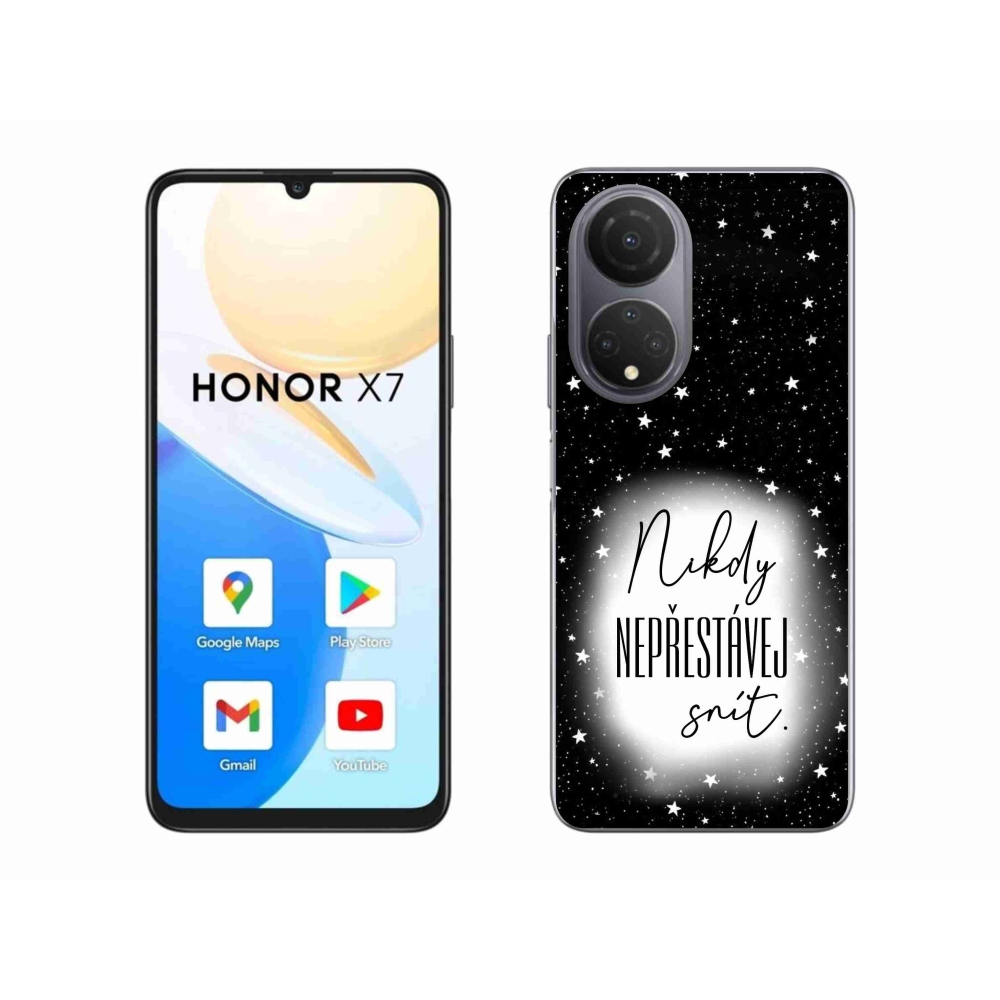 Gelový kryt mmCase na Honor X7 - citát 1 bíločerné pozadí