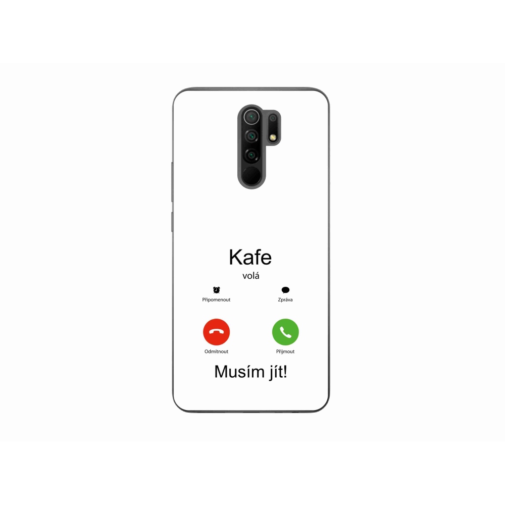 Gelový kryt mmCase na Xiaomi Redmi 9 - kafe volá bílé pozadí