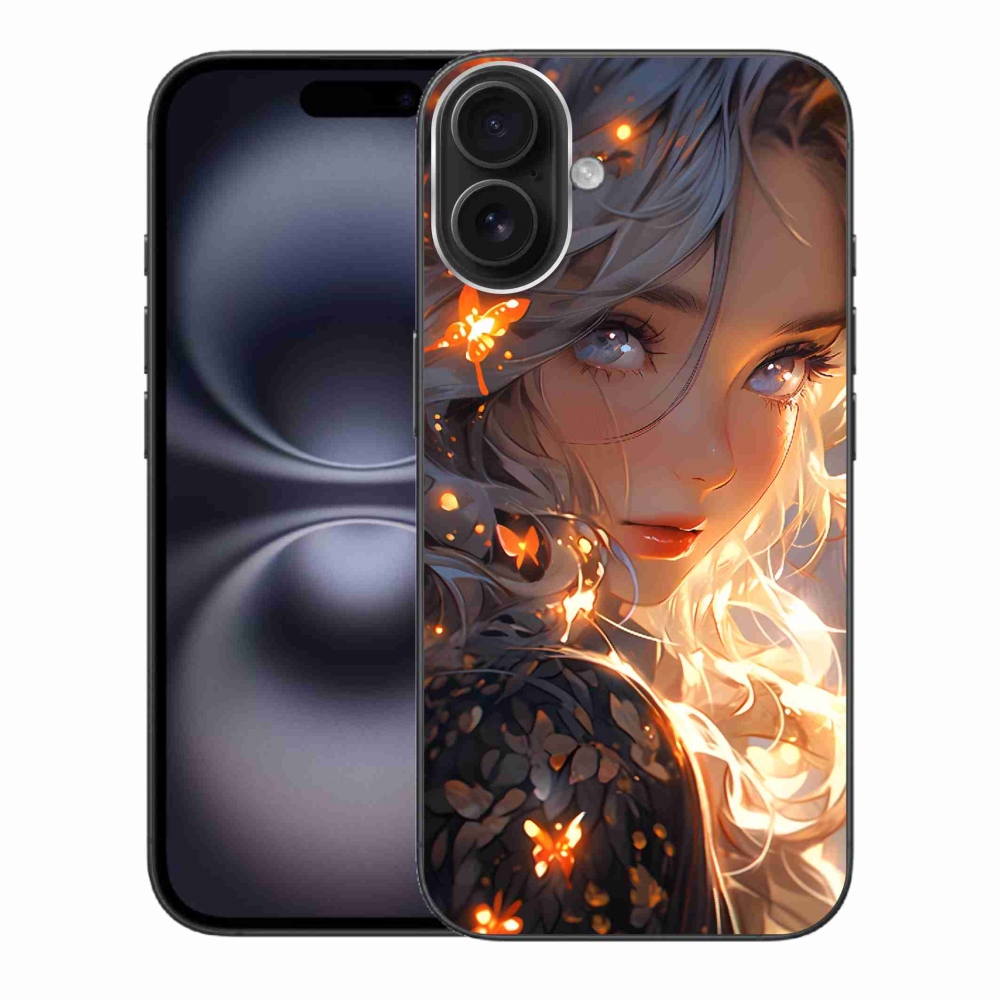 Gelový kryt mmCase na iPhone 16 Plus - dívka a motýli