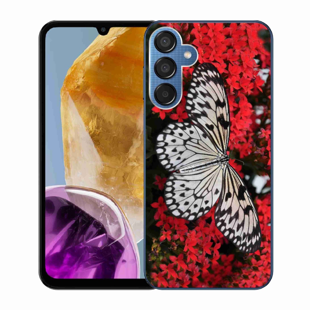 Gelový kryt mmCase na Samsung Galaxy M15 5G - černobílý motýl 1