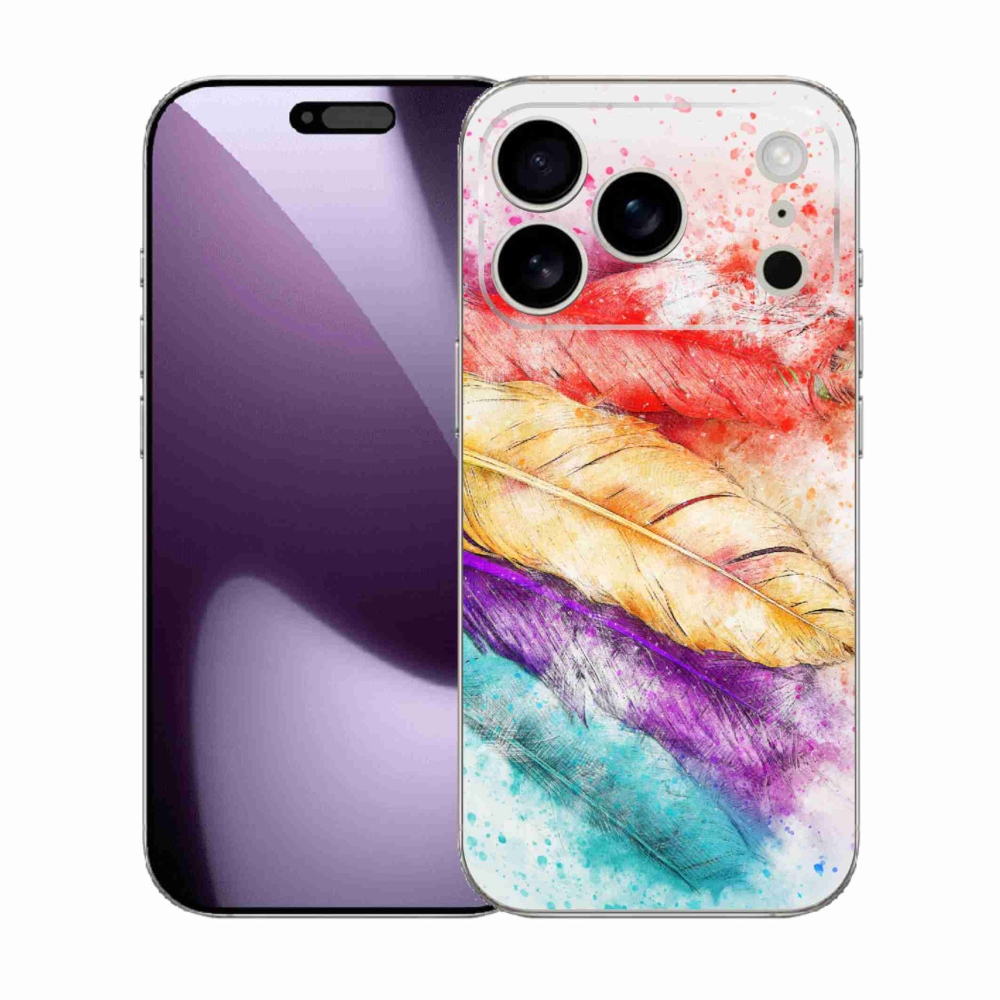 Gelový kryt mmCase na iPhone 17 Pro - barevné peří