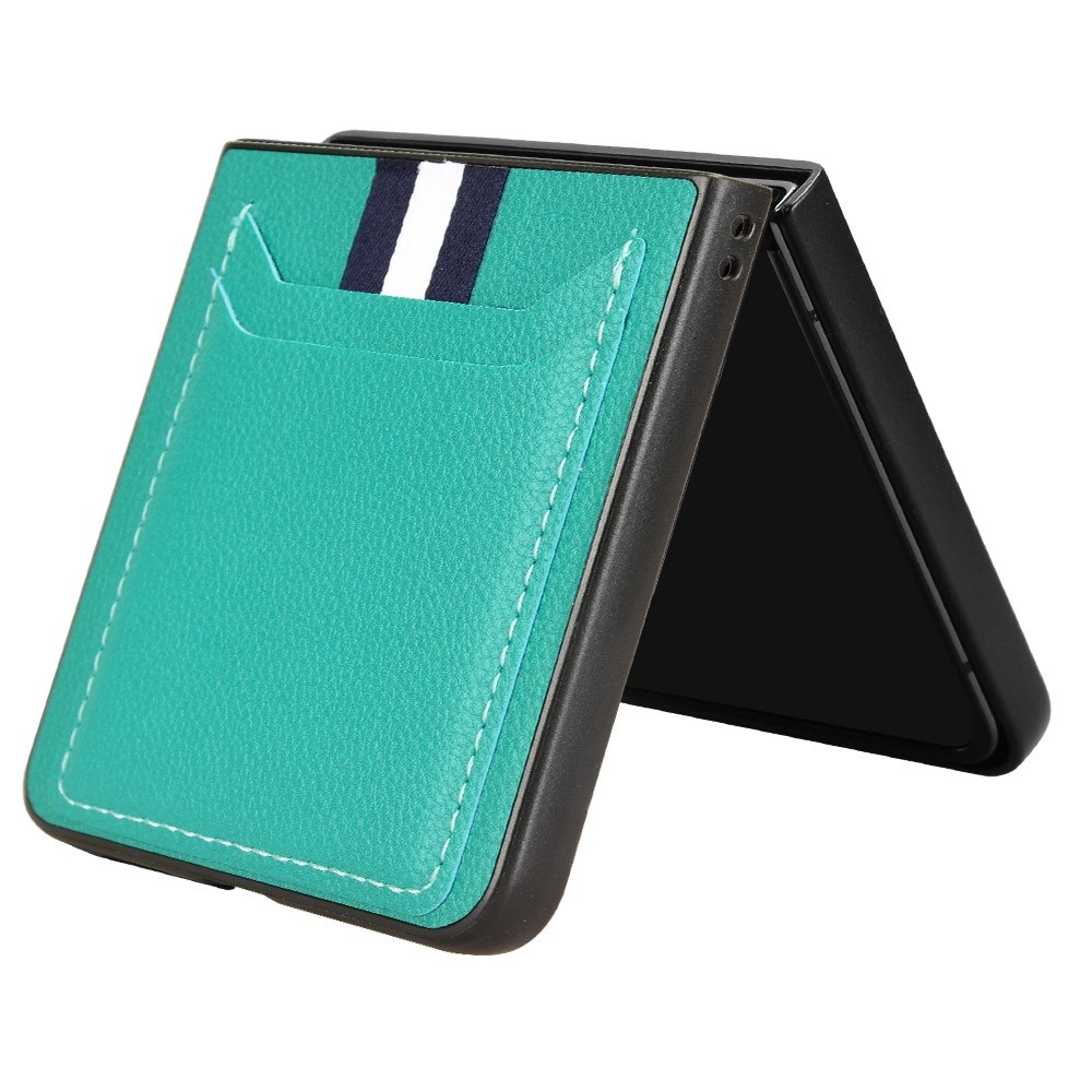 Combi plastový kryt s umělou kůží na Samsung Galaxy Z Flip7 5G - zelený