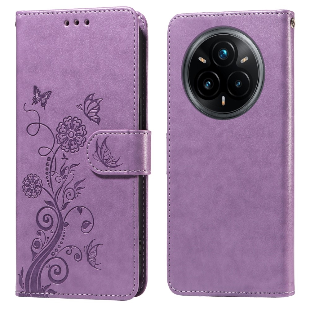 Flowery knížkové pouzdro na Realme 14 Pro+ 5G - fialové