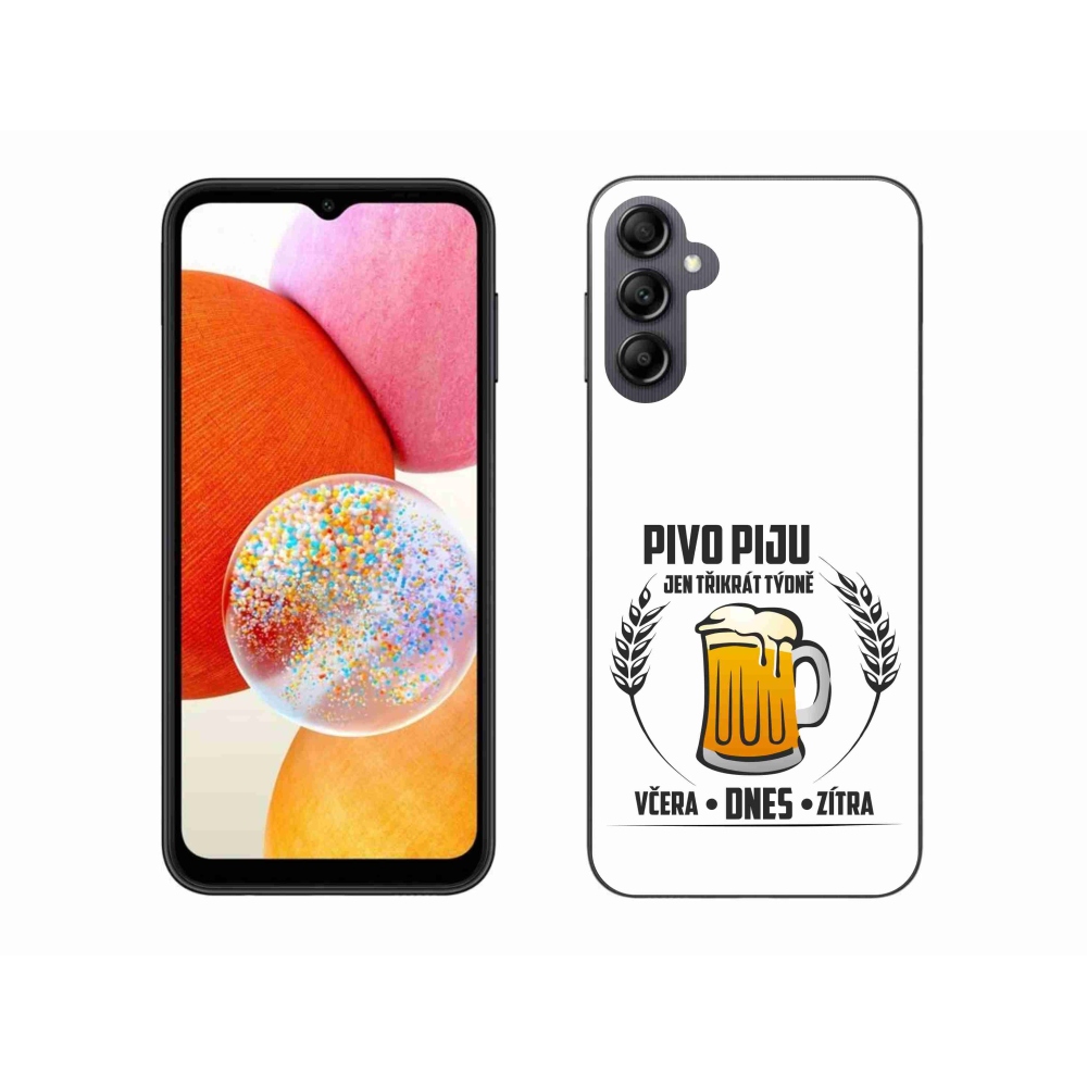 Gelový kryt mmCase na Samsung Galaxy A14 4G/5G - pivní motiv bílé pozadí