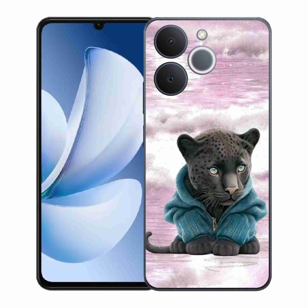 Gelový kryt mmCase na Realme Note 70T - černý panter ve svetru