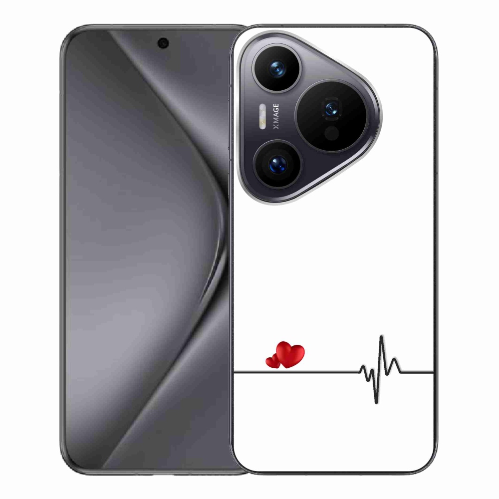 Gelový kryt mmCase na Huawei Pura 70 Pro - srdce a tep bílé pozadí