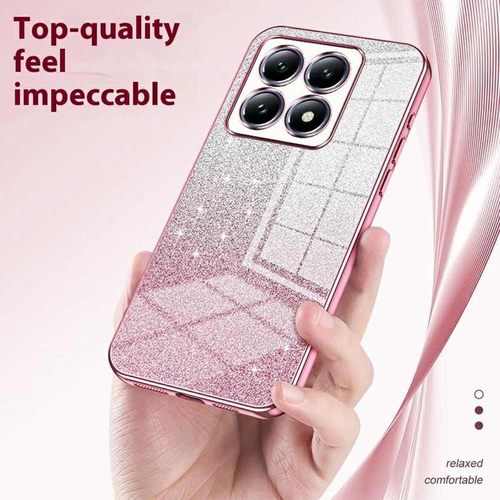 Cut gelový třpytivý obal na Xiaomi 14T Pro - růžový
