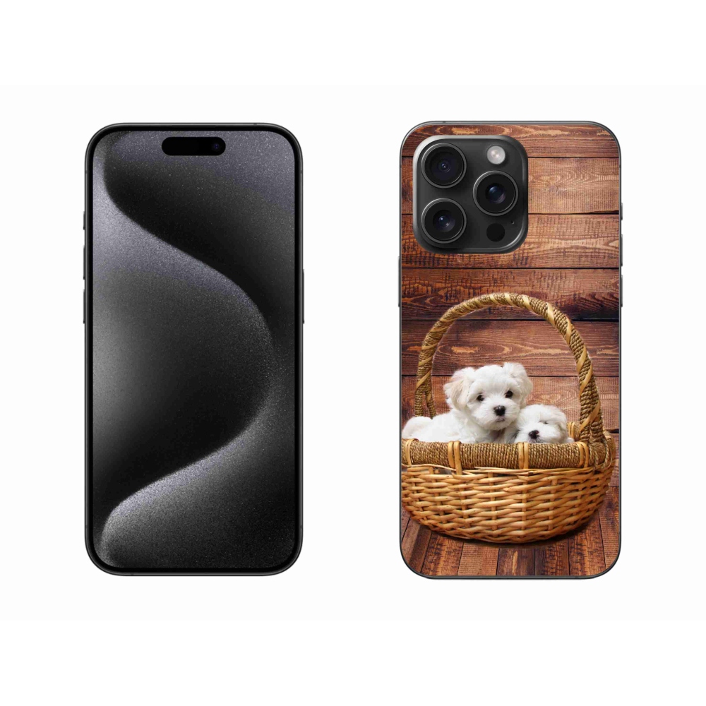 Gelový kryt mmCase na iPhone 15 Pro Max - štěňátka