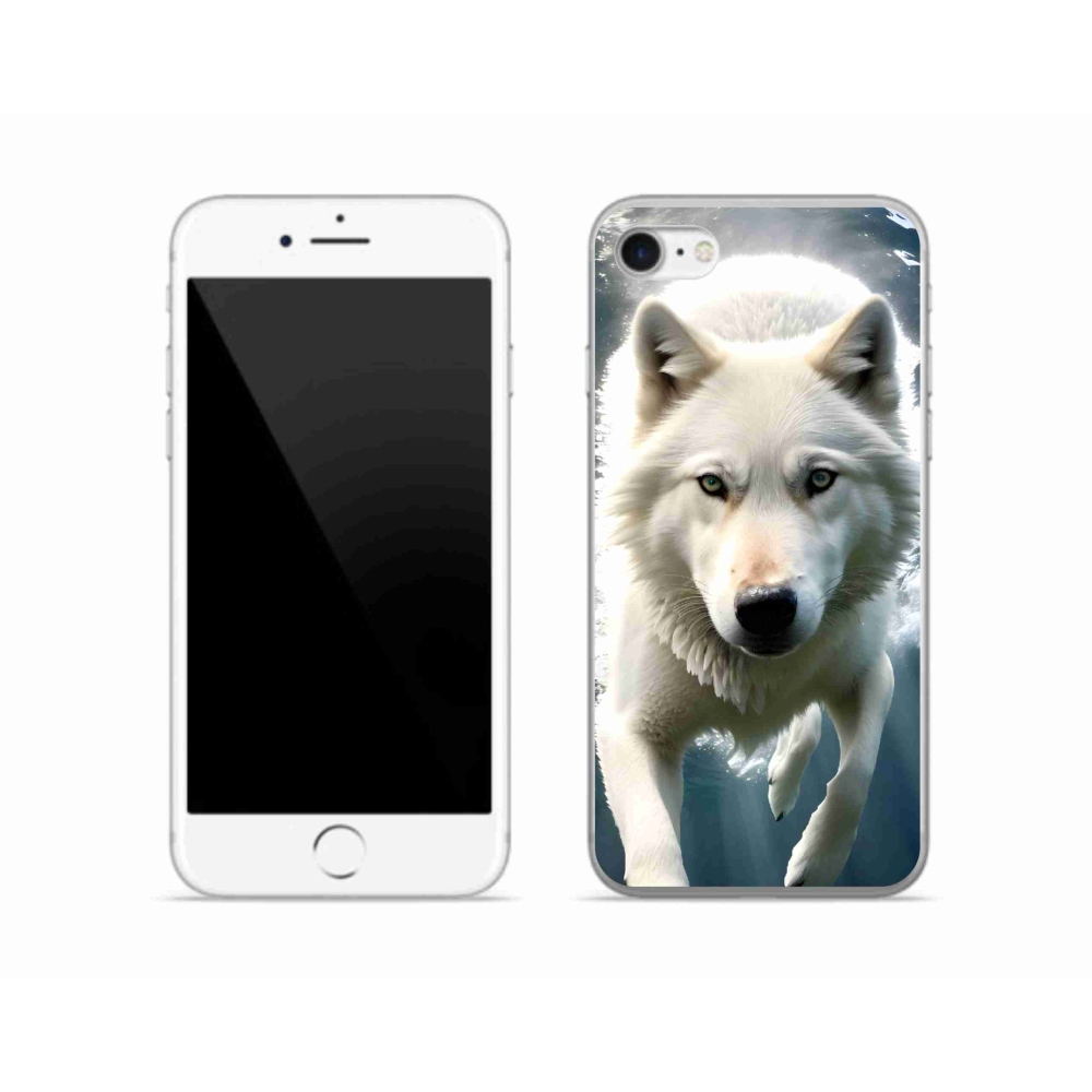 Gelový kryt mmCase na iPhone SE (2022) - bílý vlk