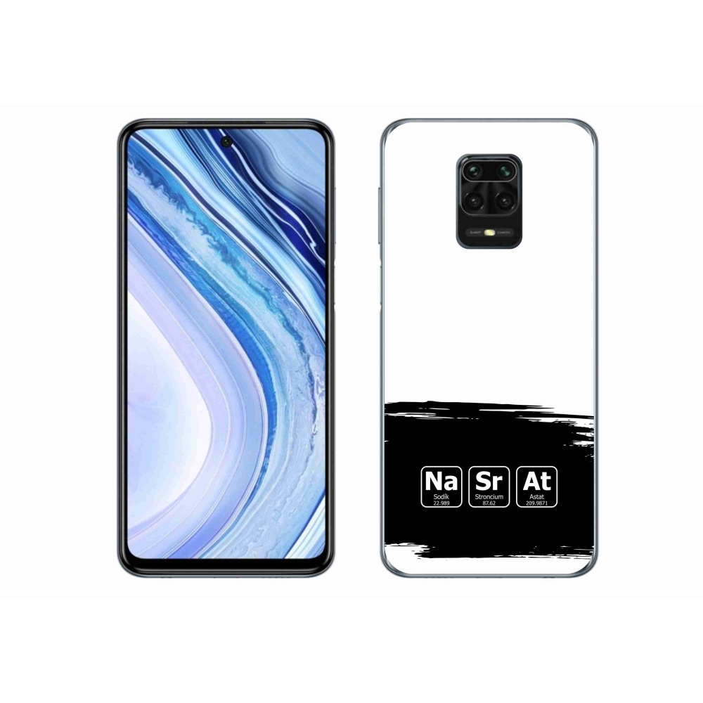 Gelový kryt mmCase na Xiaomi Redmi Note 9 Pro - chemické prvky černobílé pozadí