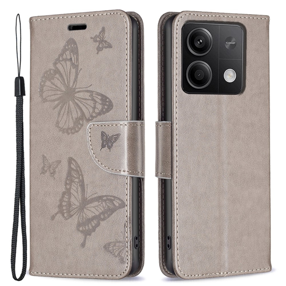 Butterfly knížkové pouzdro na Xiaomi Redmi Note 13 5G - šedé