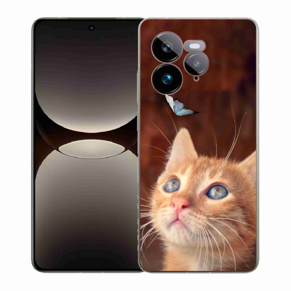 Gelový kryt mmCase na Realme GT 7 Pro 5G - motýl a kotě