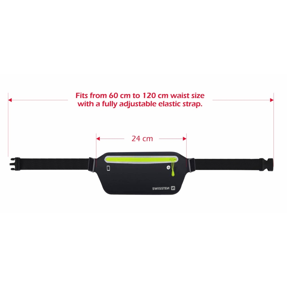 Swissten fitness pouzdro Waist bag kolem pasu - černé/zelené