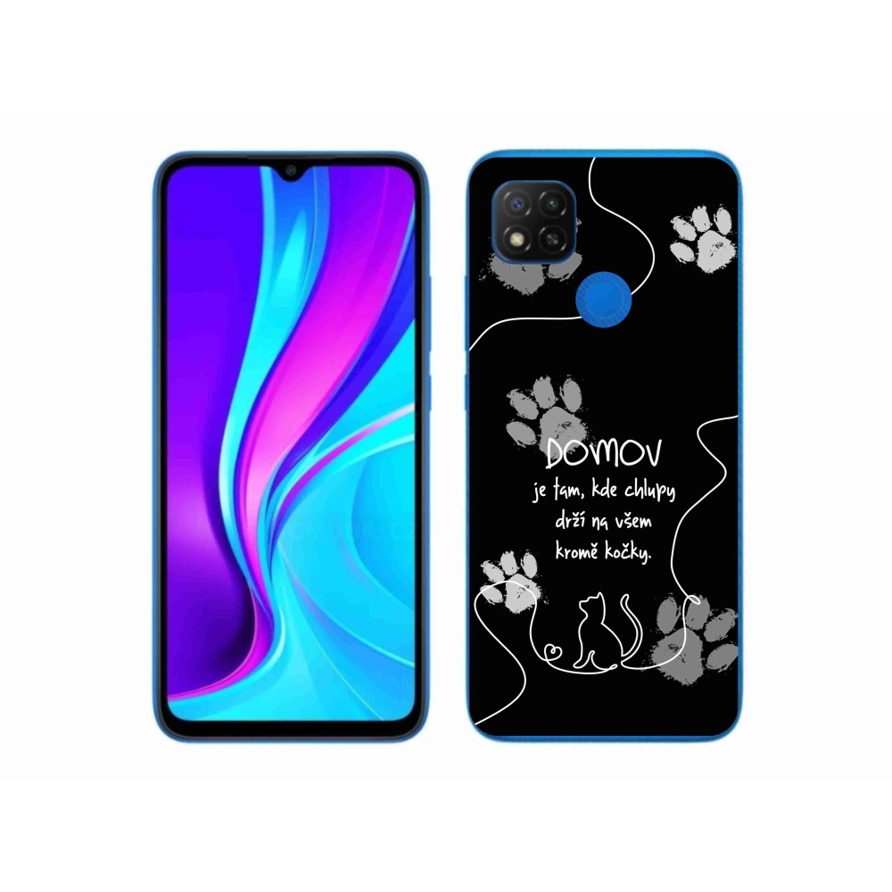 Gelový kryt mmCase na Xiaomi Redmi 9C - kočičí motiv černé pozadí