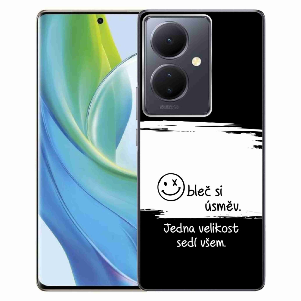 Gelový kryt mmCase na Vivo V29 Lite 5G - vtipný text 8 bíločerné pozadí