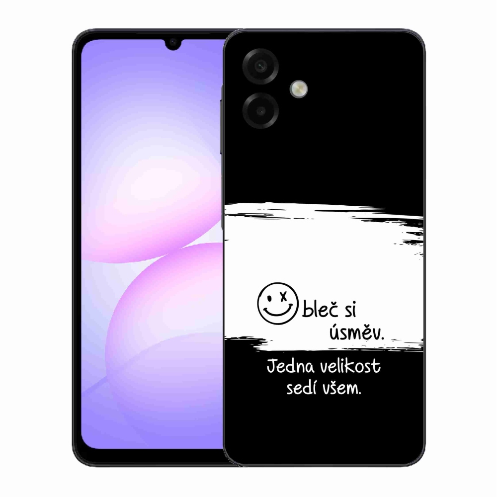 Gelový kryt mmCase na Samsung Galaxy A07 4G - vtipný text 8 bíločerné pozadí
