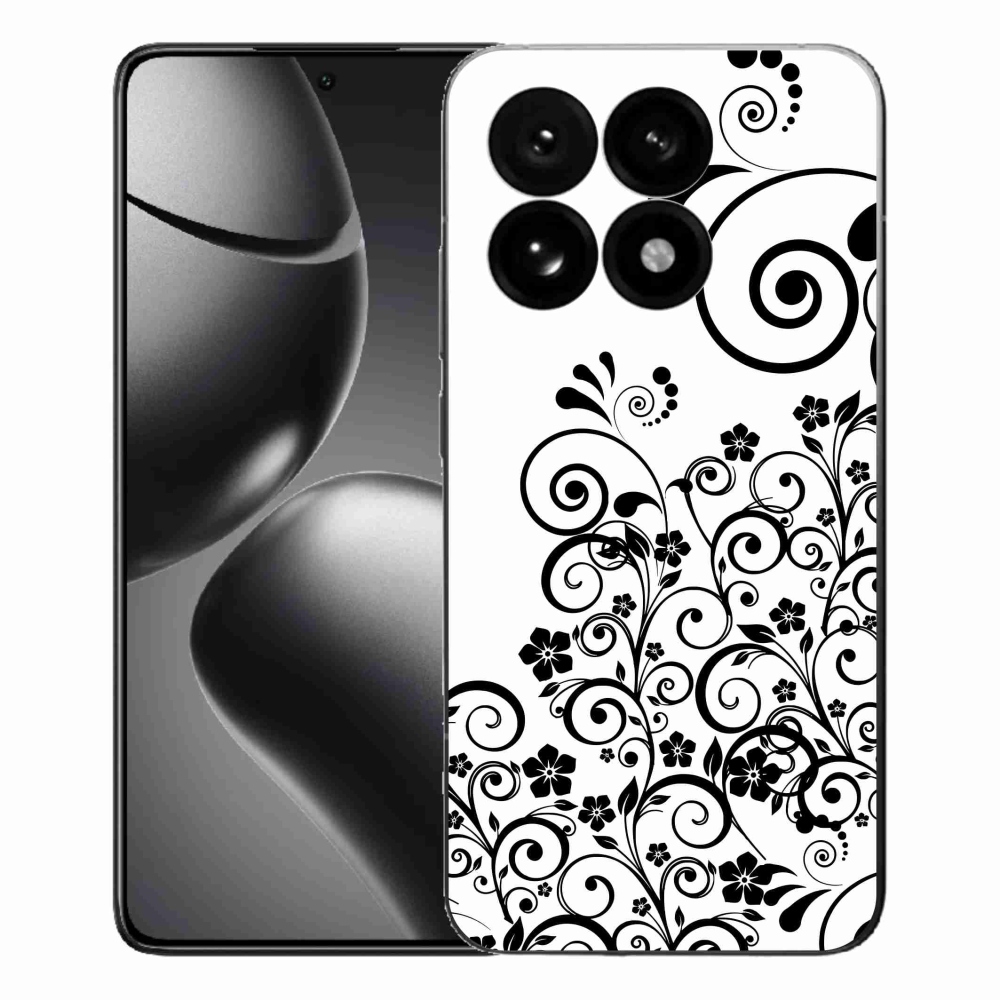 Gelový kryt mmCase na Xiaomi 15T - černobílé květinové vzory