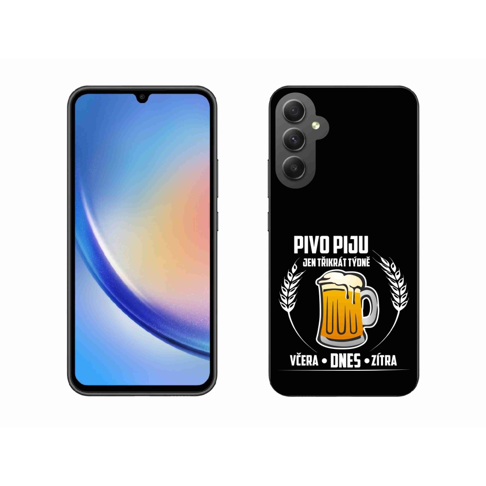 Gelový kryt mmCase na Samsung Galaxy A34 5G - pivní motiv černé pozadí